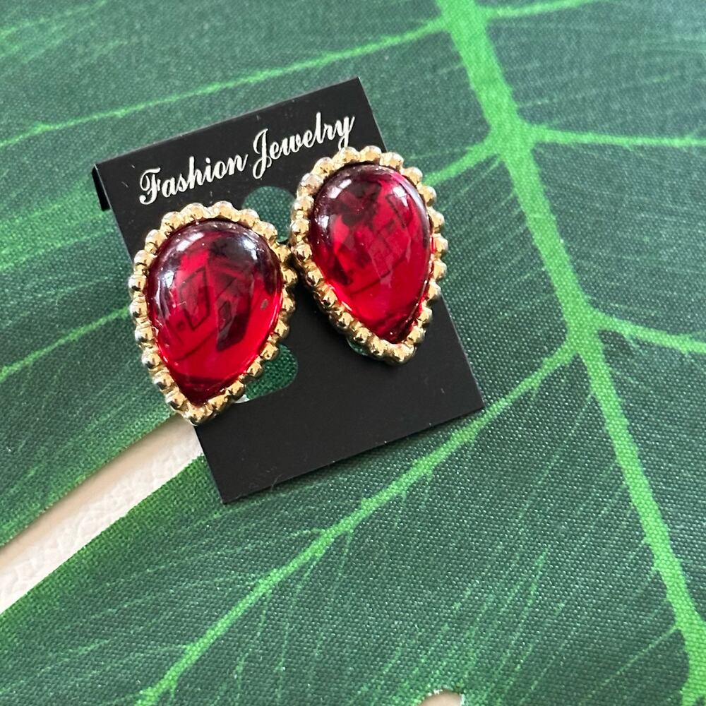 BOGO FREE BOLD RED TEAR DROP EARRINGS POST